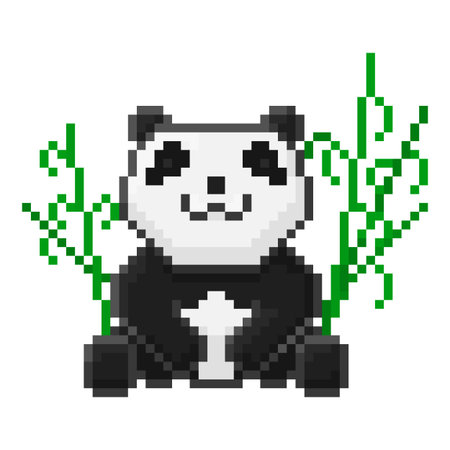 Cute pixel panda for games and applicationsのイラスト素材