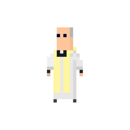 Pixel character priest for gamesのイラスト素材