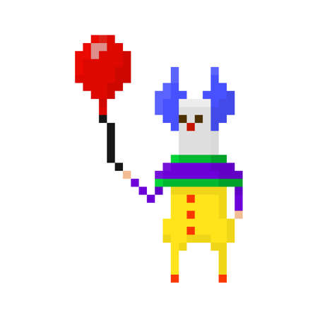 Pixel character angry clown for games and applicationsのイラスト素材