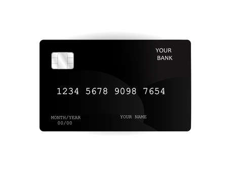 Credit card with abstract drawings on a white background with shadow. Vector image.のイラスト素材