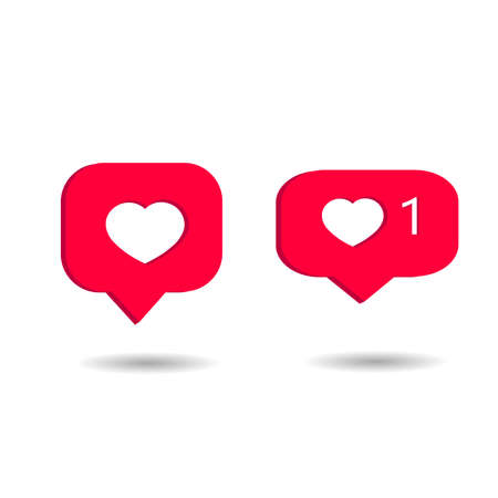 Heart icon. I like comments for blog, social networks, websites and applications. 3D red heart shape for expressing your positive attitude to something with a button, one-click. Vector illustrationのイラスト素材