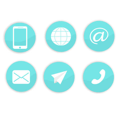 Set of web icons: handset, airplane messaging, letter, internet icon, email. Vector illustrationのイラスト素材