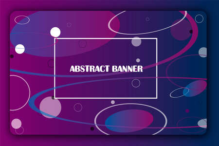 Abstract colorful banner with the inscription in the middle in a gradient fill with geometric shapes of objects. Template for presentations, posters, brochures. Vector image.のイラスト素材