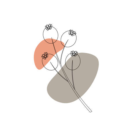 Natural composition of leaves and twigs with berries. Icon or cover for the sale of a natural product. Abstract vector image with elements of botany.のイラスト素材