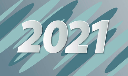 New Year, numbers 2021 on a gray background. Abstract geomeric pattern.Template for design cover of...