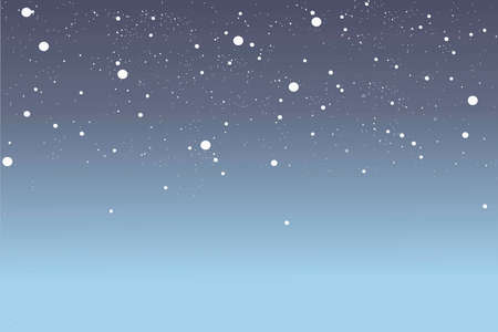 Winter background, snowflakes in abstract style. Falling snow. Christmas blue gradient wallpaper. Template for design. Vector illustration.のイラスト素材