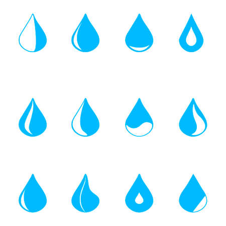 Set of icons. A drop of water, different shapes, blue. flat drops .のイラスト素材