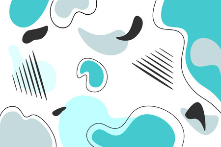 Vector poster of liquid forms. Abstract 3D banner, turquoise colors on a white background. Cover, screensaver for social networks. Template for brochures, advertising, prints on fabric.のイラスト素材