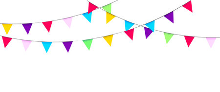 Garland with flags. Holidays design and decoration. Birthday, carnival, party, festival. Triangular...