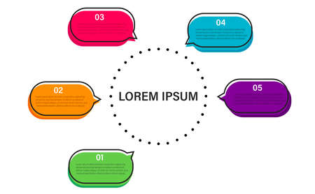 4 steps business infographic. Presentation elements template. The working process. Research progress. Layout with numbers and text. Simple flat image. Vector image.のイラスト素材