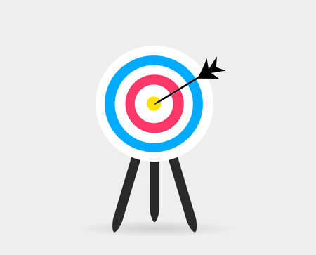Target vector icon. Focus accuracy. Aim with a dart at the point of impact in the center. Shot from a bow. Business infographics Shoot the bullseye with an arrow.のイラスト素材
