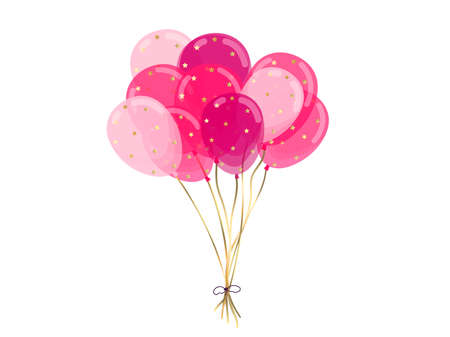 Balloon. Festive decoration, birthday greetings, wedding, party, holiday. Set of realistic balloons concept with ribbon. Vector isolated illustrationのイラスト素材
