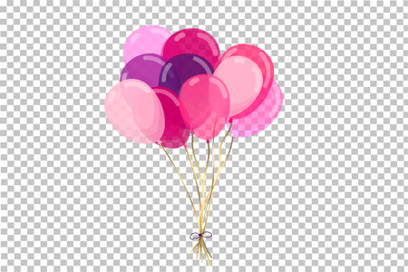 Balloon. Festive decoration, birthday greetings, wedding, party, holiday. Set of realistic balloons concept with ribbon. Vector isolated illustrationのイラスト素材