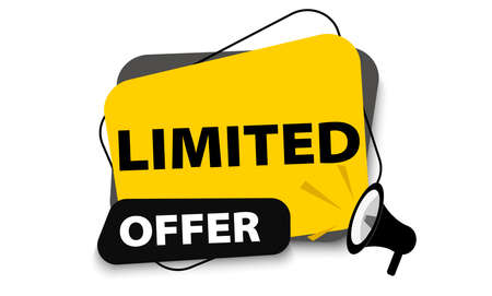 Sale Limited Offer Yellow Promotional Sticker Label. Low prices. Retail business promotion. Attraction of clients. Limited time sale. Vector illustrationのイラスト素材