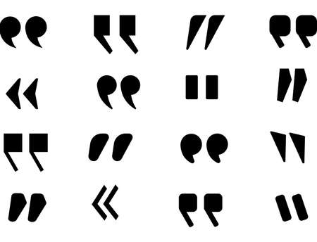 Quotes. Set of black of vector icons. Text box. Collection of abstract signs. Title name. Vector collection.のイラスト素材