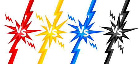 Versus icon set. Letters VS, concept of battle or competition. Duel between two players. break border. comic style design. vector illustrationのイラスト素材