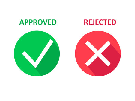 Icon of approval and rejection. Green checkmarks, red cross icons. Do and don't. vector imageのイラスト素材