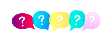 Speech bubbles. Question mark icon. message window. FAQ. Bright, colorful elements. Submit a request. vector illustration.のイラスト素材
