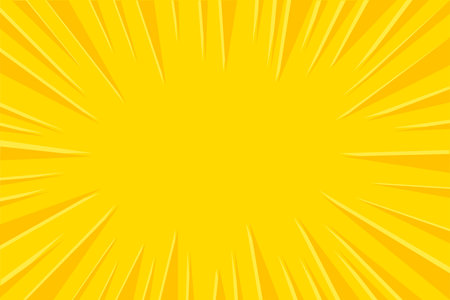 Yellow radial background with lines. Effect of explosion, glow with rays in a circle. manga frame....
