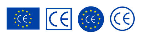 Europe CE marking. European manufacturer's quality certificate. Sticker on product packaging. Euro standard. vector illustration.のイラスト素材