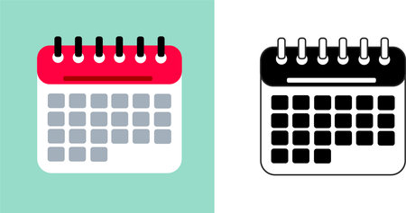 Black calendar icon with spiral. Agenda. Reminder of an important day, meeting. Scheduled event, event. deadline. vector image.のイラスト素材