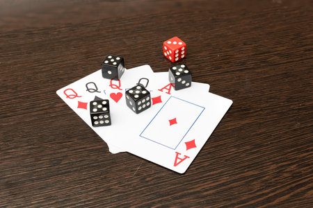 Poker Hands - Four Of A Kind. Closeup view of five playing cards forming the poker four of a kind...