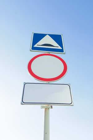 Road signs under the skyの写真素材