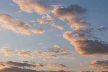 colorful dramatic sky with cloud at sunsetの写真素材