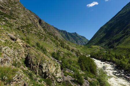 Chulishman valley in mountain Altay the road to Ucharの写真素材