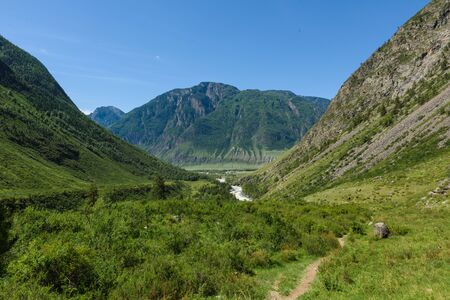 Chulishman valley in mountain Altay the road to Ucharの写真素材