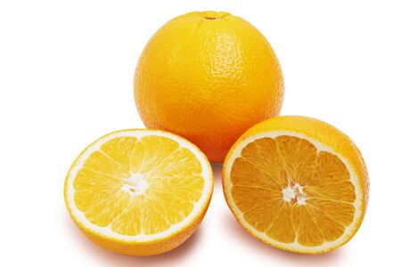 fresh oranges isolated on a white backgroundの写真素材