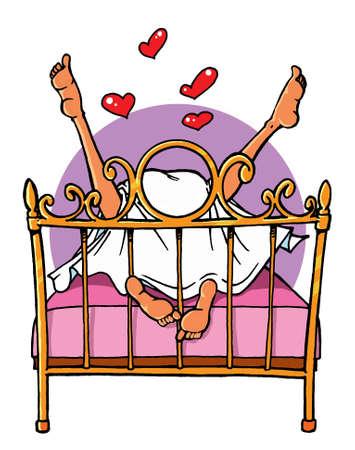 cartoon sex - men and women  in bedの写真素材