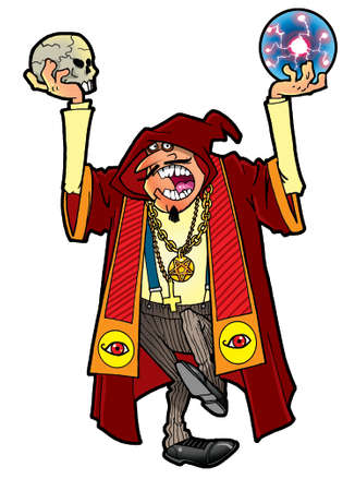 Evil sorcerer casting a spellの写真素材