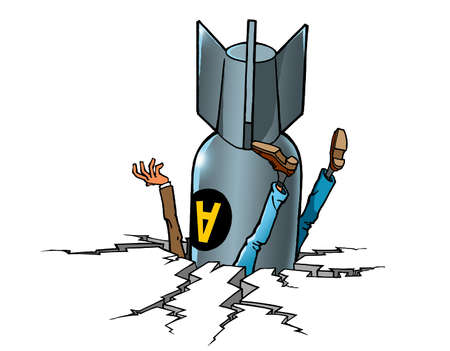 Cartoon air bomb kills manの写真素材