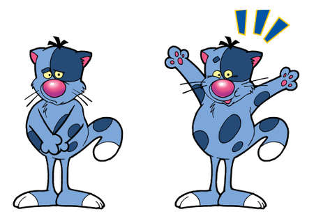 sad and happy cartoon kittenの写真素材