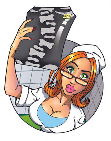 female doctor holding x-ray の写真素材