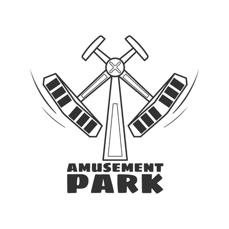 Logo for amusement park in black and white style. Vector template logotype isolated on a white background.のイラスト素材