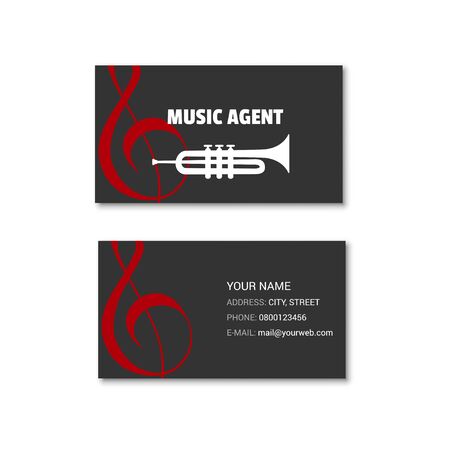 Simple business card of music agent. Vector illustration isolated on a white background.のイラスト素材