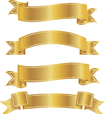 golden ribbons setのイラスト素材