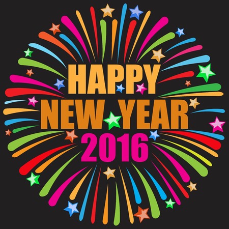 happy new year black 2016のイラスト素材