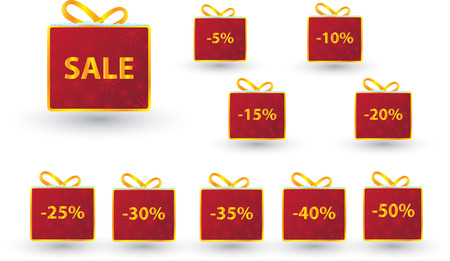 winter sale labels giftbox golden text setのイラスト素材