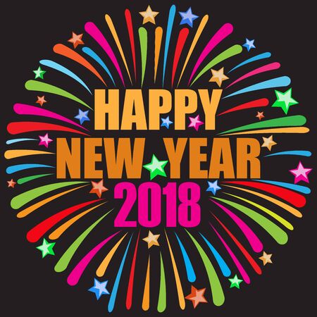 happy new year 2018 blackのイラスト素材