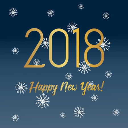 Happy New Year 2018 greeting card with golden textのイラスト素材