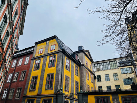 Narrow street of the old town the oldest part of Stockholm, Sweden.のeditorial素材