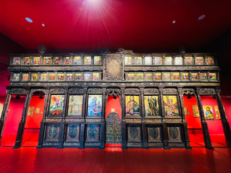 Exhibits of National Art Museum, of Medieval Art , Gothic style hallのeditorial素材