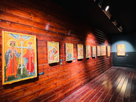 Exhibits of National Art Museum, of Medieval Art , Gothic style hallのeditorial素材