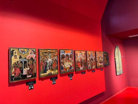 Exhibits of National Art Museum, of Medieval Art , Gothic style hallのeditorial素材