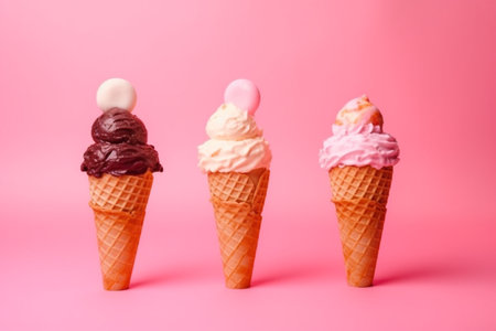 Colorful ice cream on pastel background. Creative summer concept.の素材