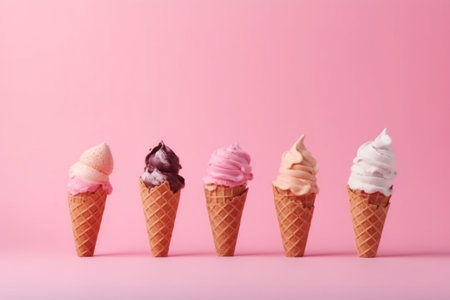Colorful ice cream on pastel background. Creative summer concept.の素材