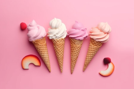 Colorful ice cream on pastel background. Creative summer concept.の素材